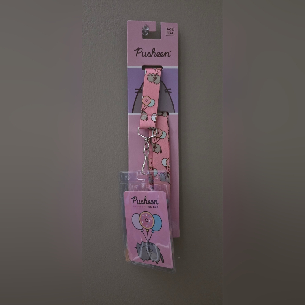 Pusheen Pink Donut Lanyard with Card Holder